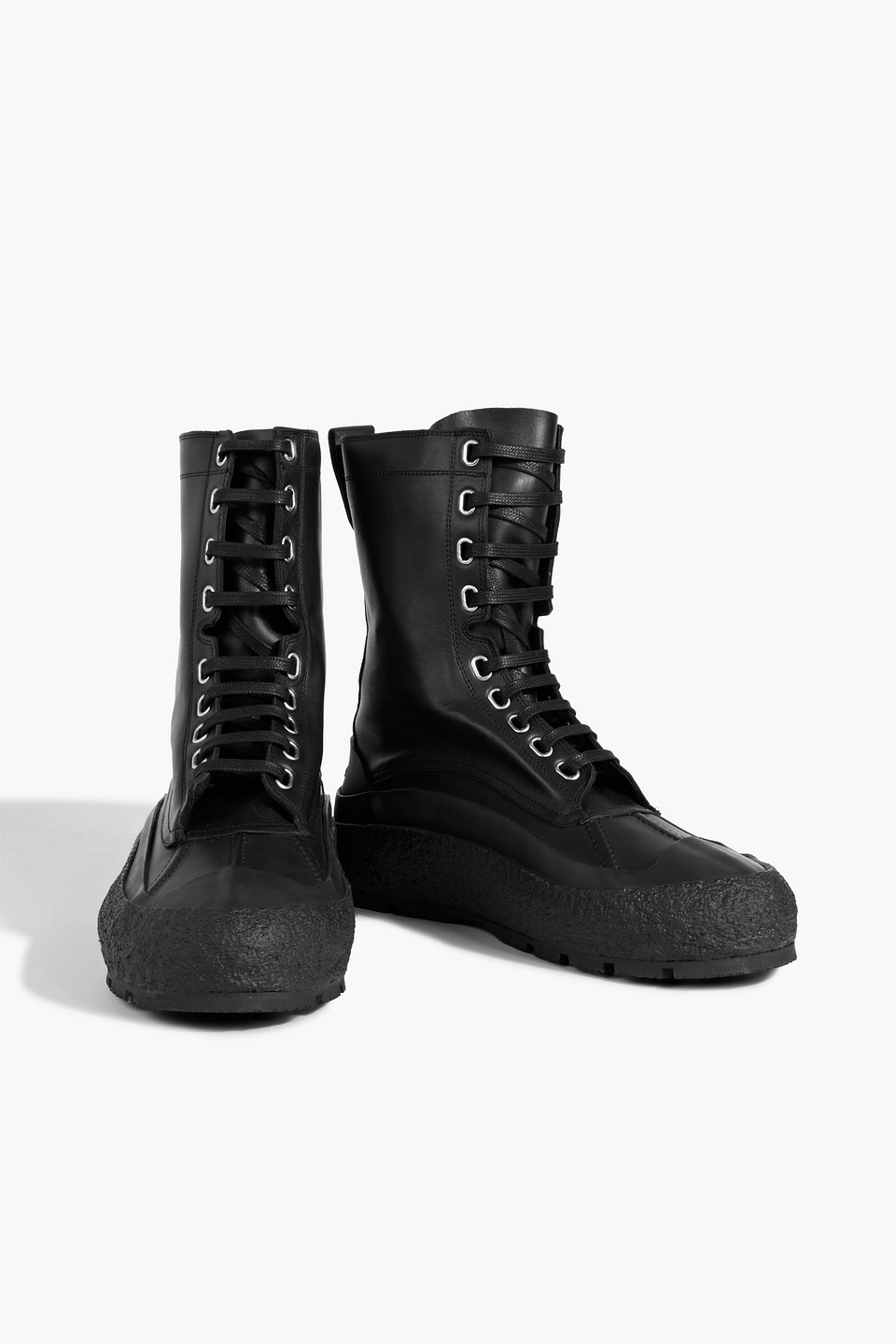 Shop Jil Sander Leather Boots In Black