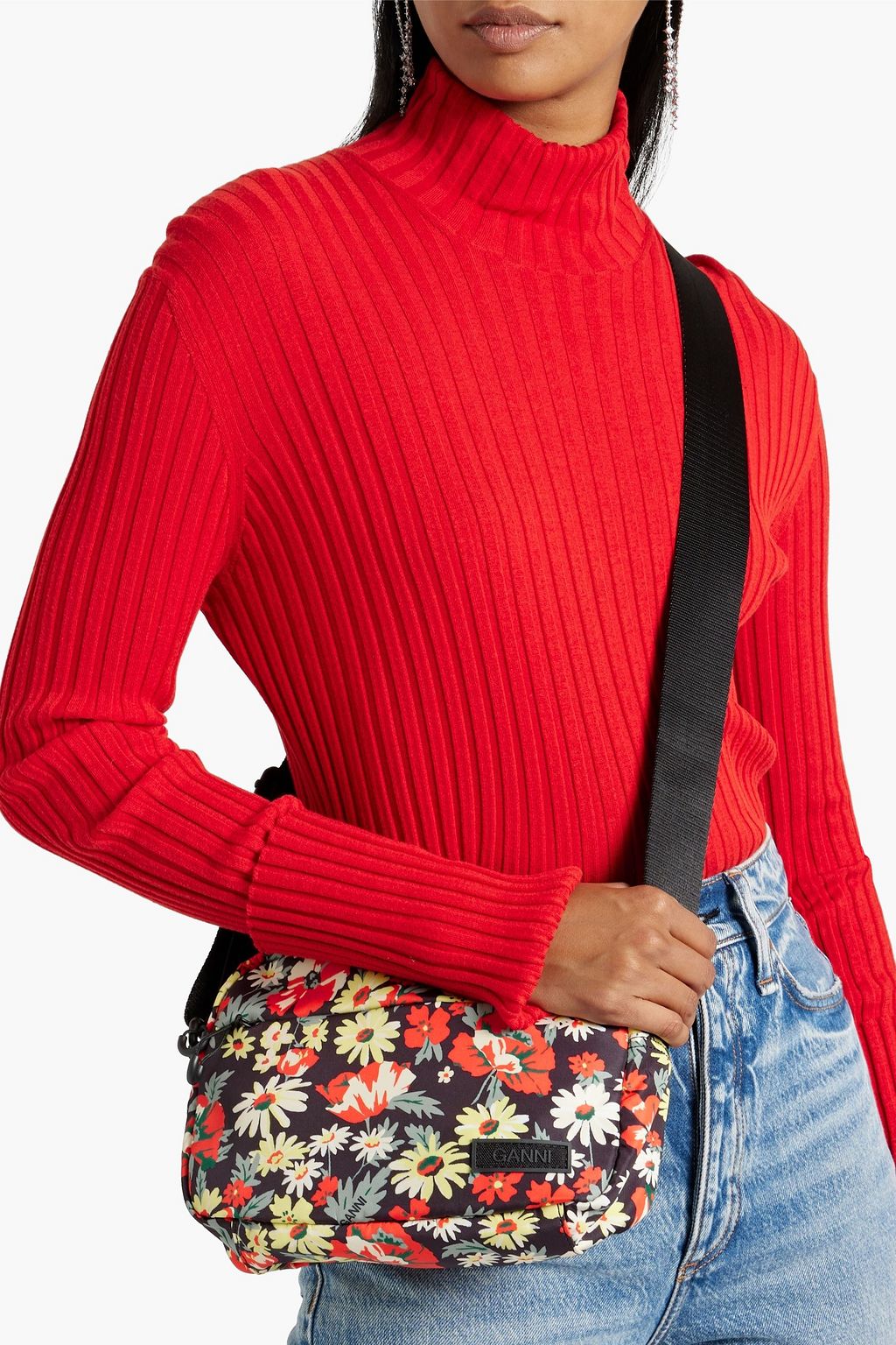 GANNI Floral-print shell shoulder bag