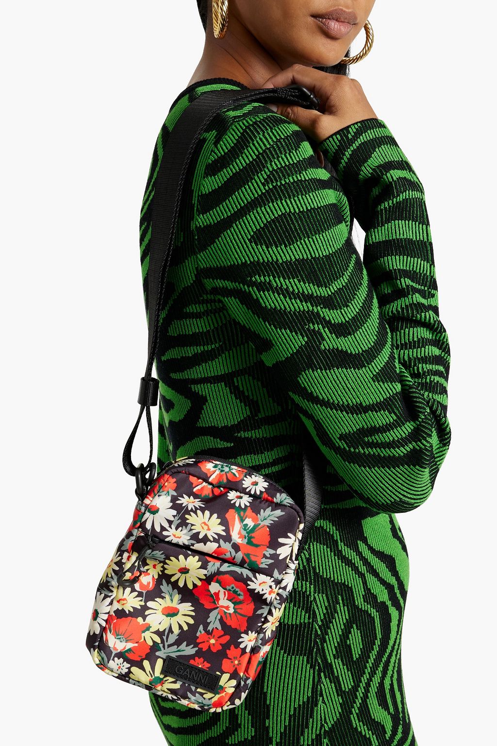 GANNI Festival mini leopard-print shell shoulder bag