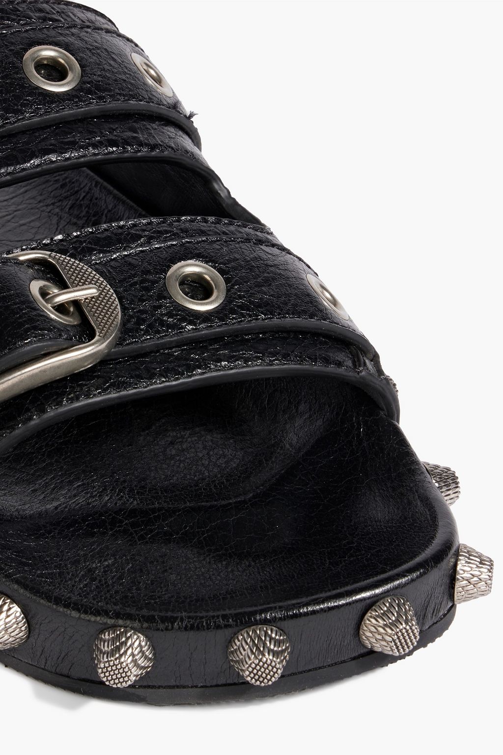 BALENCIAGA Cagole embellished textured-leather sandals