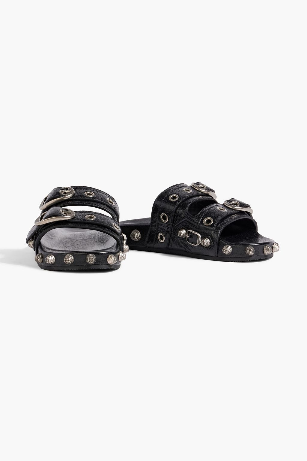 BALENCIAGA Cagole embellished textured-leather sandals