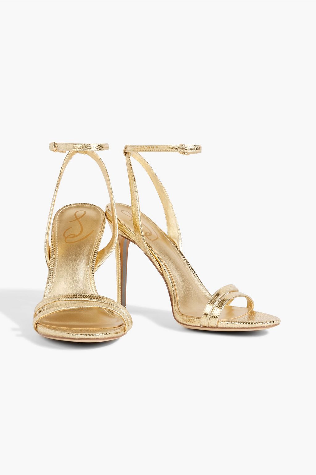 SAM EDELMAN Gemmie metallic snake-effect leather sandals