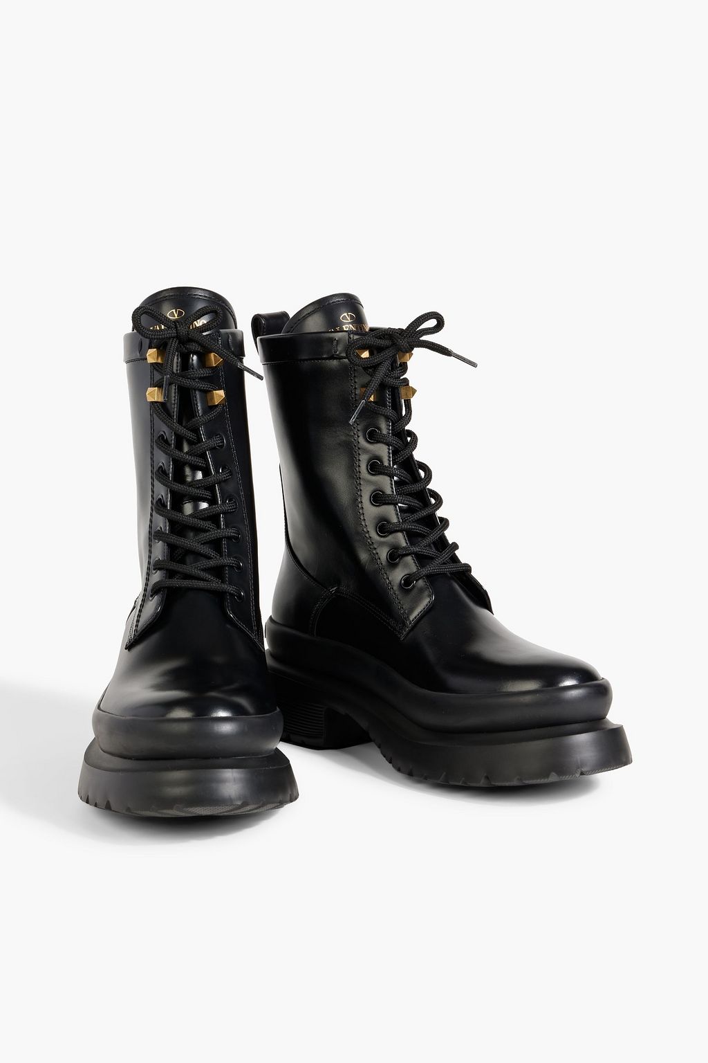 VALENTINO GARAVANI Rockstud leather combat boots