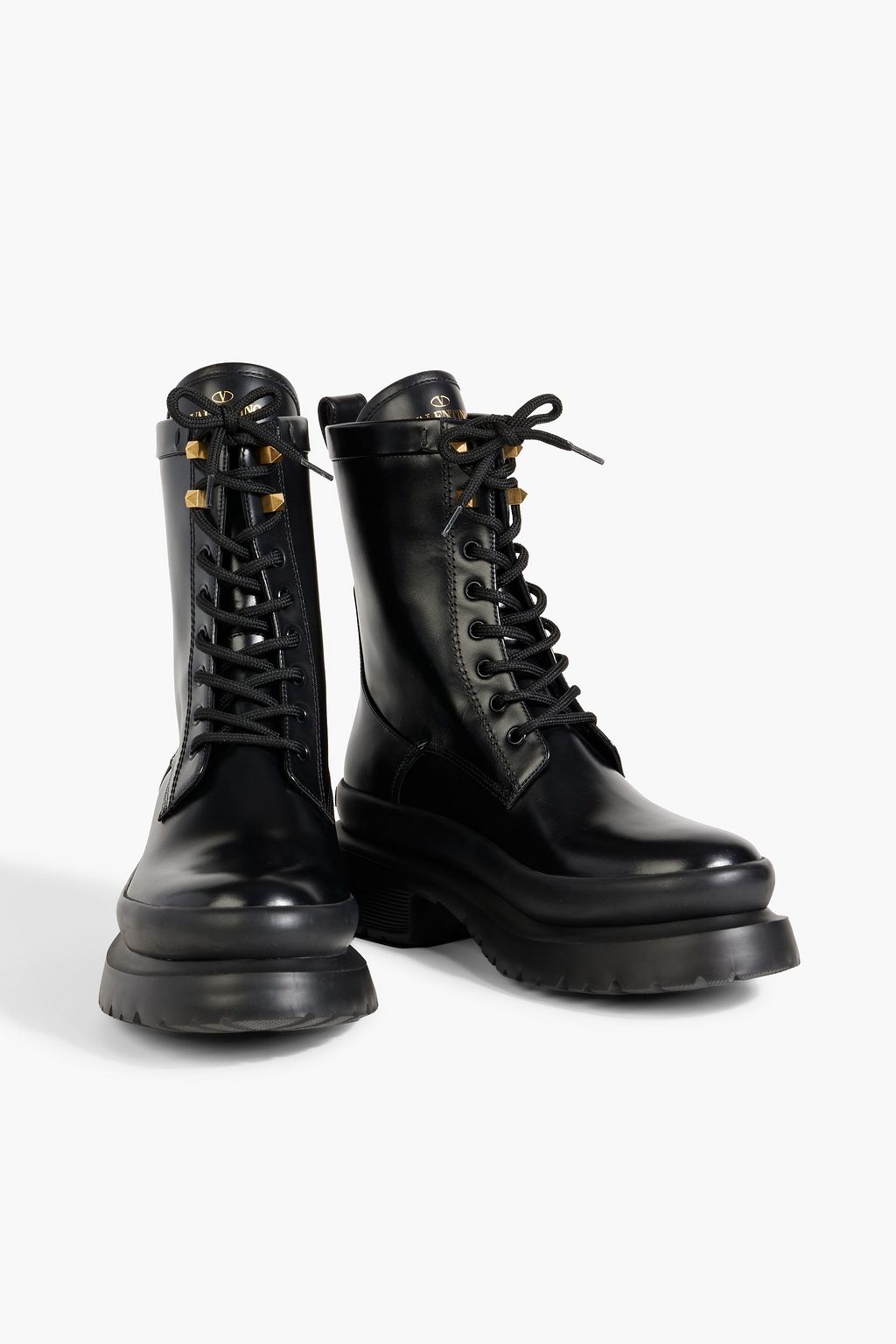 VALENTINO GARAVANI Roman Stud leather combat boots | THE OUTNET