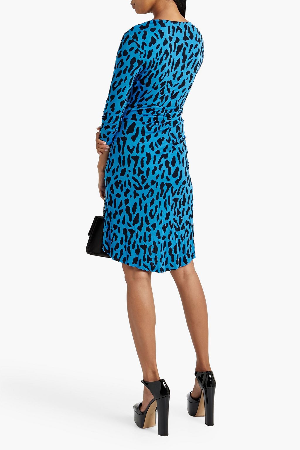 DIANE VON FURSTENBERG David pleated leopard-print stretch-jersey mini dress