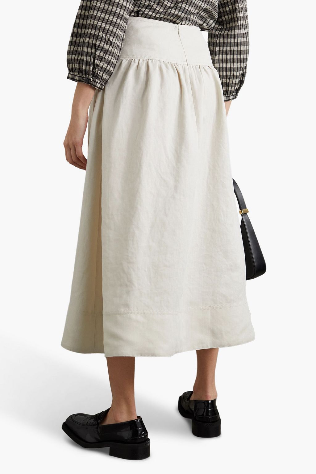 CEFINN Lyla gathered canvas midi skirt
