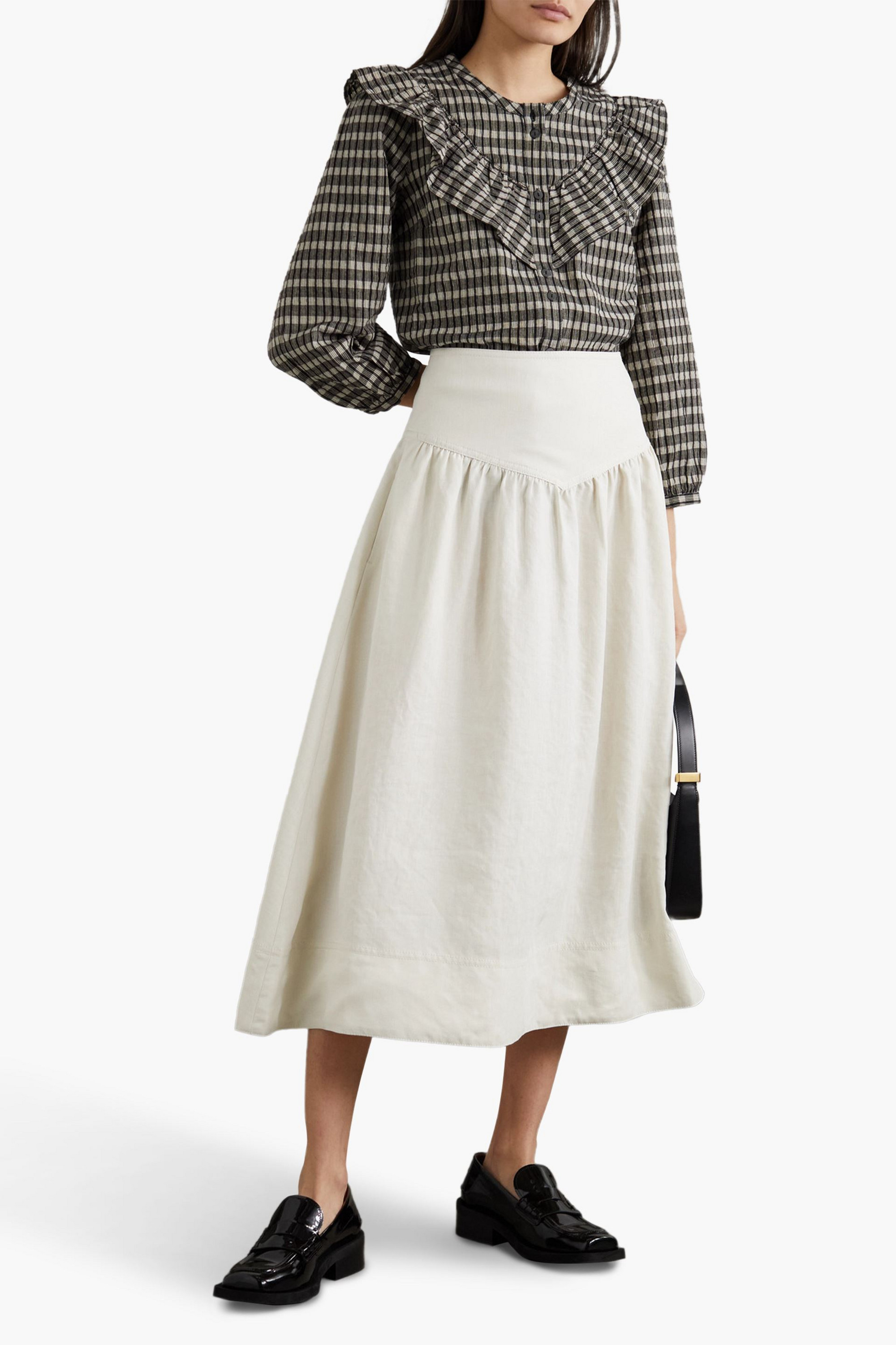 Cefinn Lyla gathered canvas midi skirt