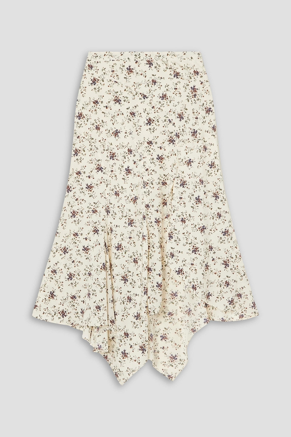 Veronica Beard Mac Floral-print Silk-blend Crepe De Chine Midi Skirt In Ecru