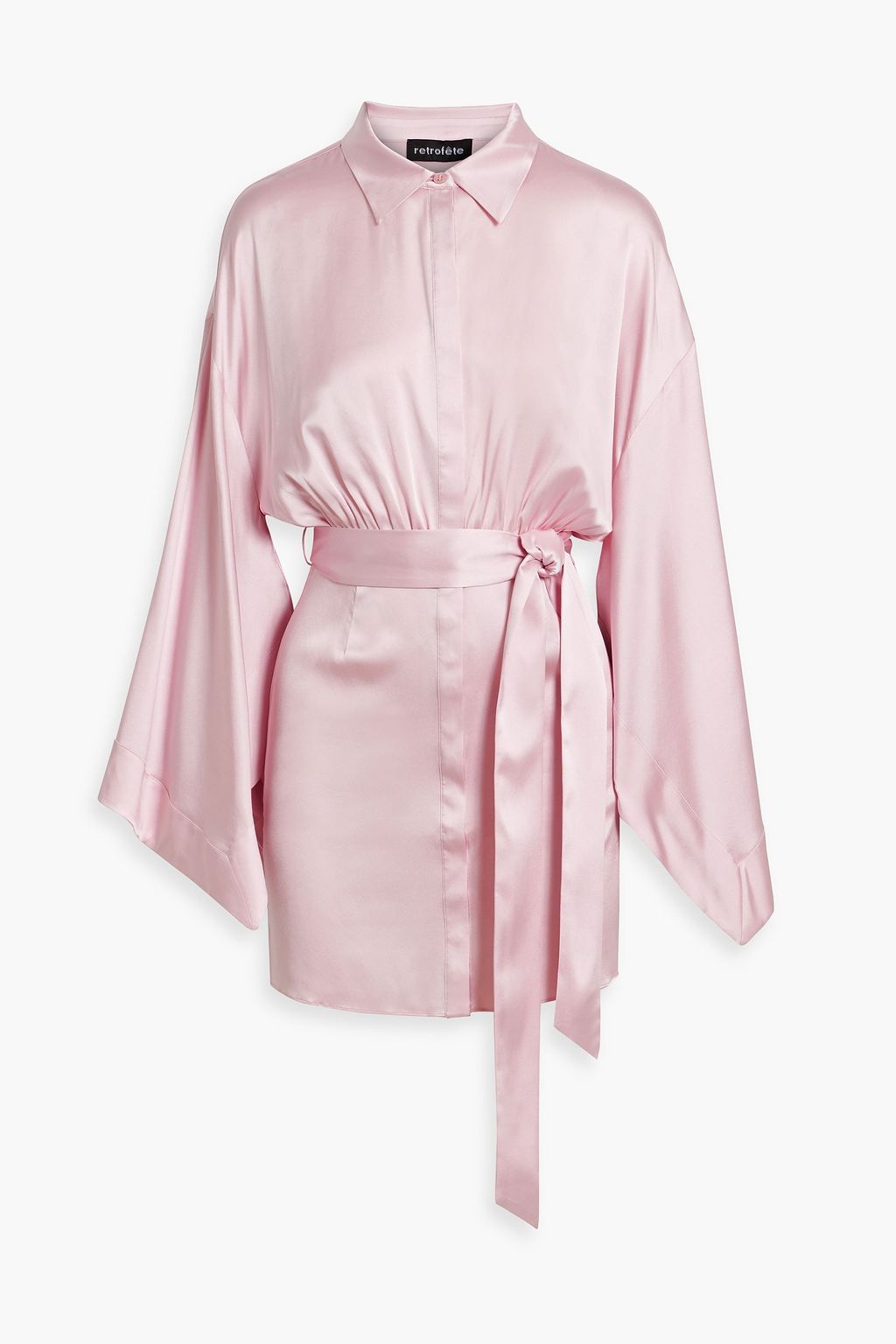 Pink silk sales shirt dress