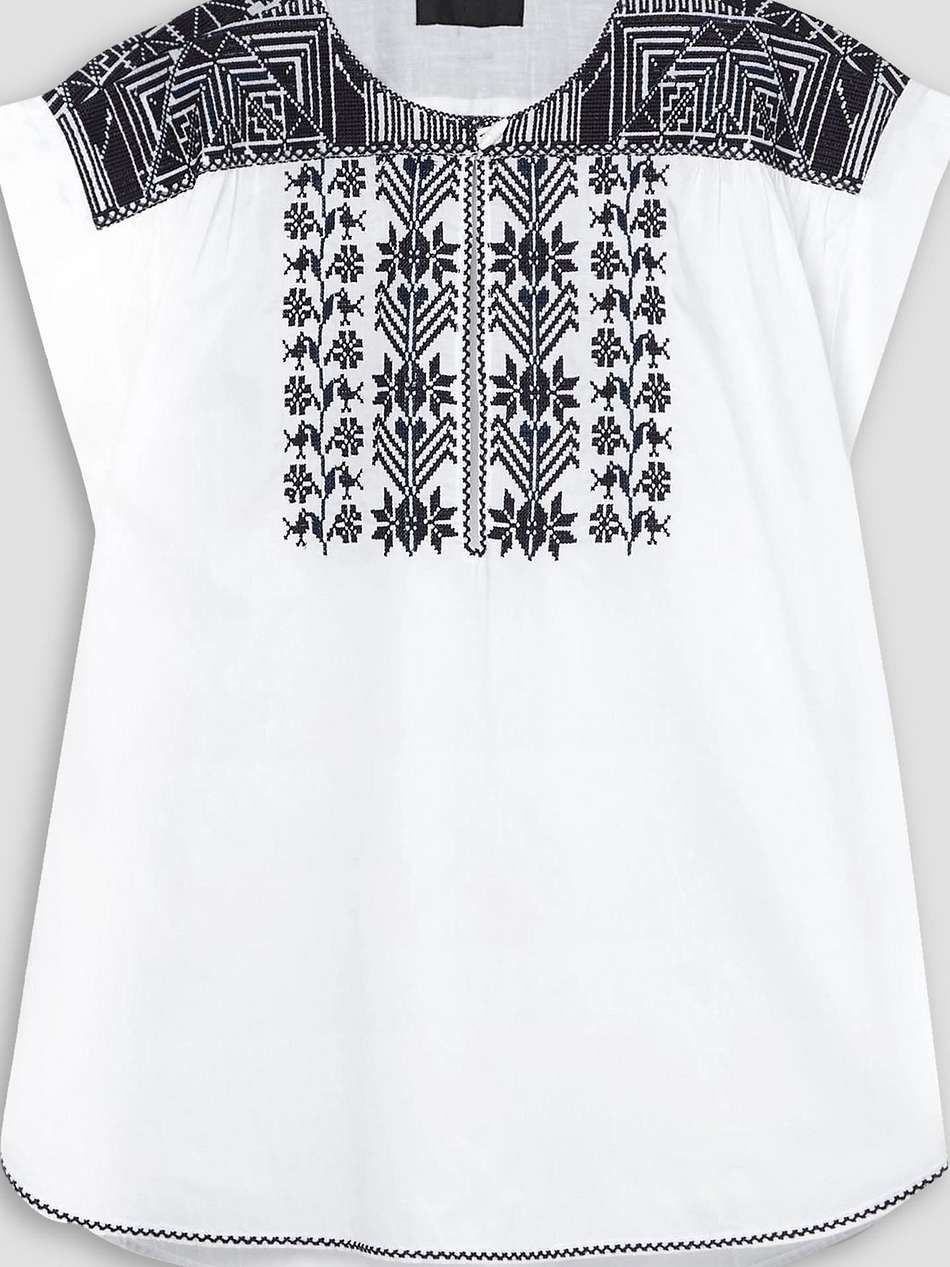 aurielle embroidered cotton-poplin top