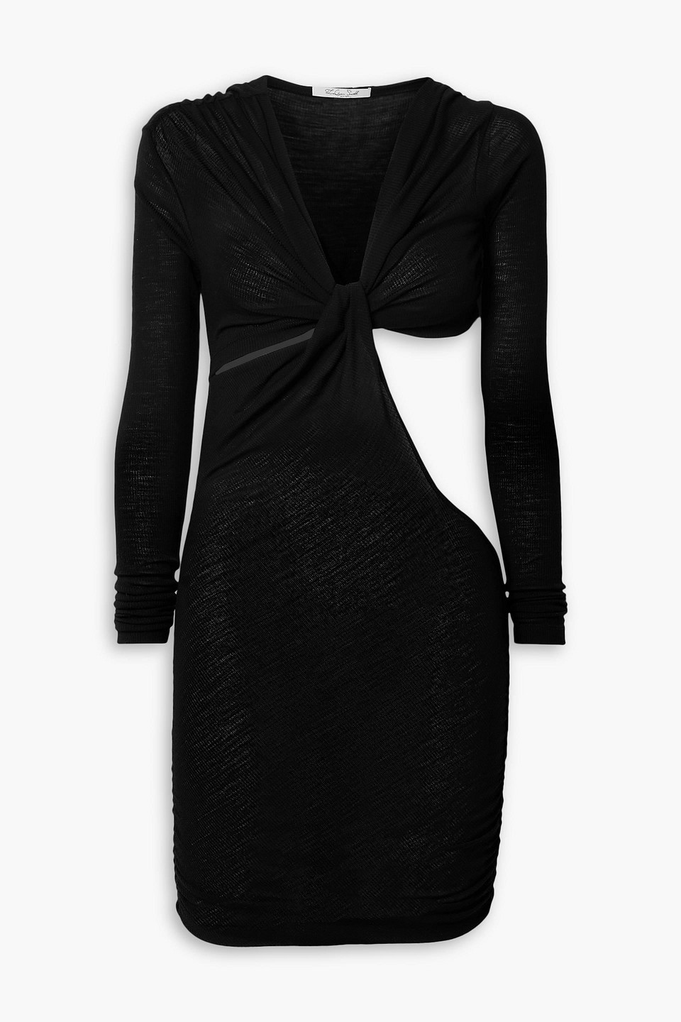 Shop Laquan Smith Twist-front Cutout Wool Mini Dress In Black