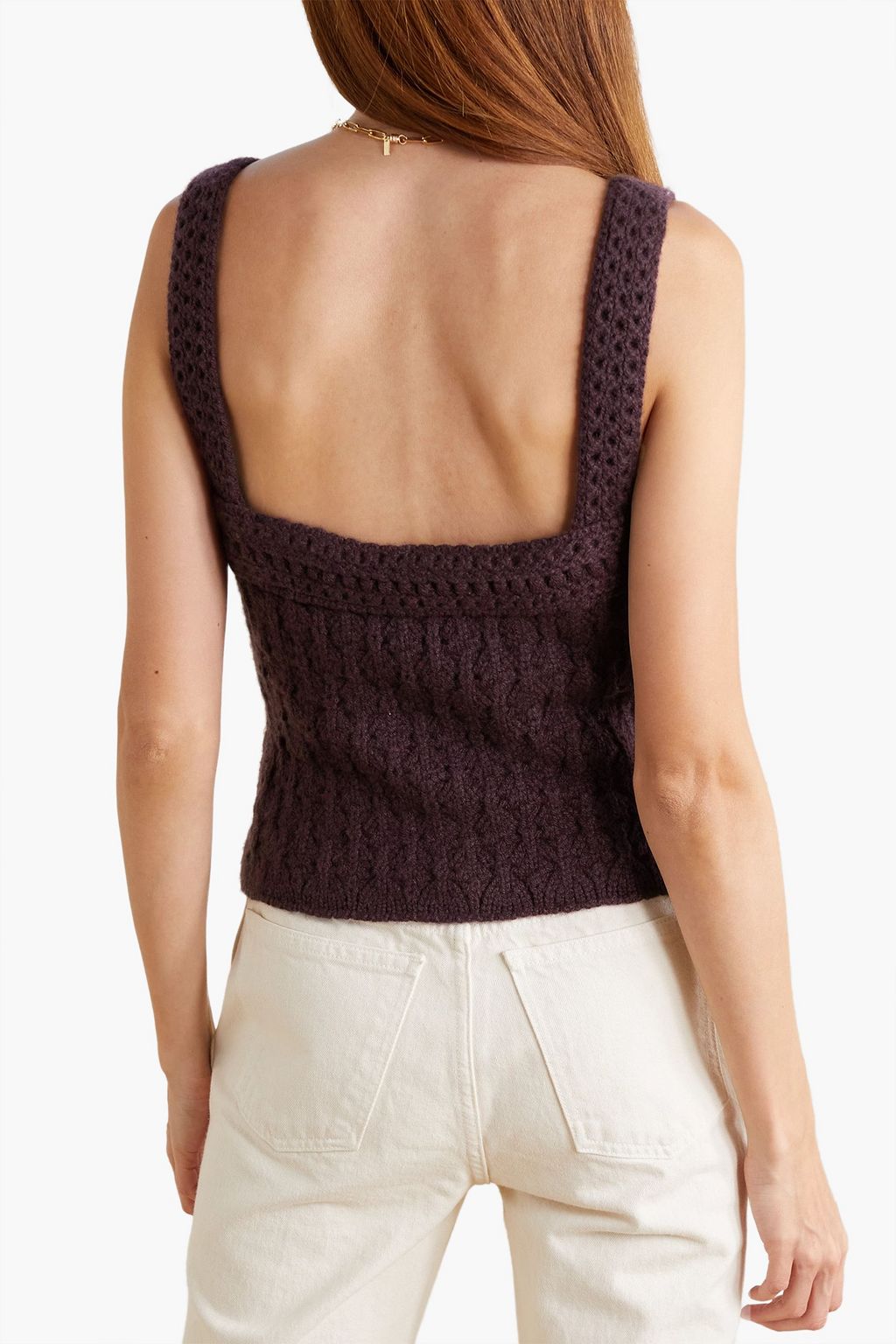 VINCE. Cropped crochet-knit wool and cashmere-blend top