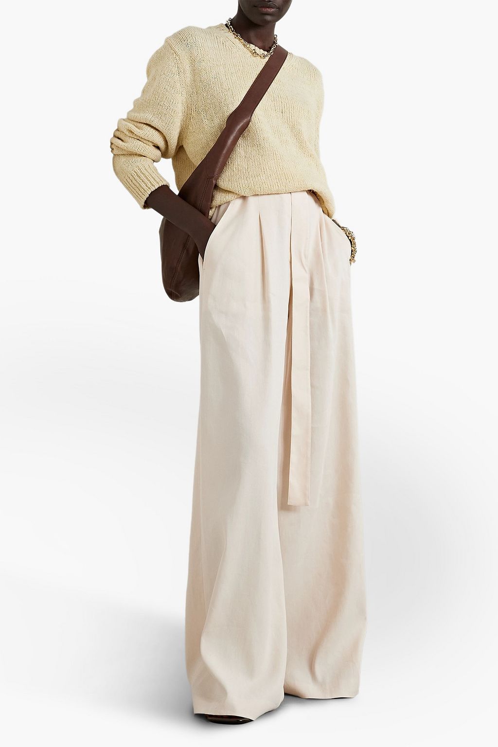 LAFAYETTE 148 Jagger plissierte Hose mit weitem Bein aus Twill mit Gürtel