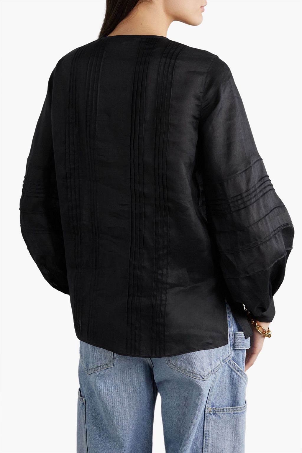 LAFAYETTE 148 Gemma pintucked ramie and TENCEL™ Lyocell-blend blouse