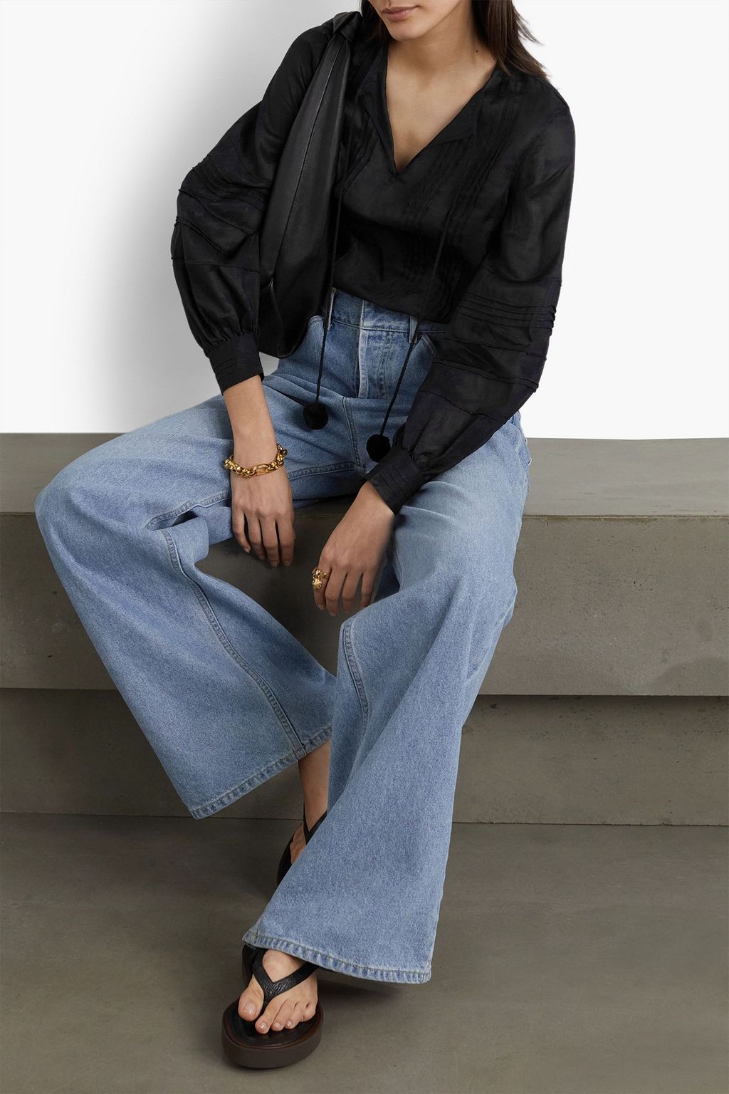 LAFAYETTE 148 Gemma pintucked ramie and TENCEL™ Lyocell-blend blouse