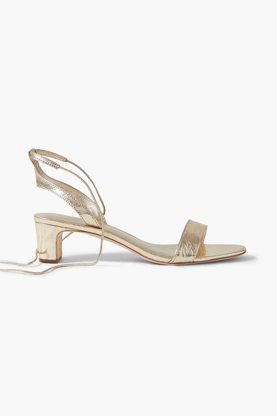Shop Loeffler Randall Jackie Metallic Leather Sandals In Gold