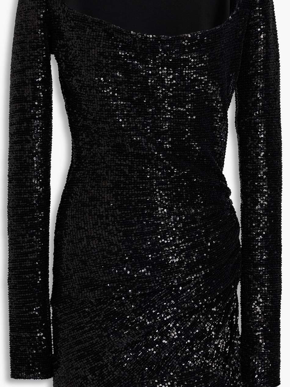 evry ruched sequined tulle mini dress