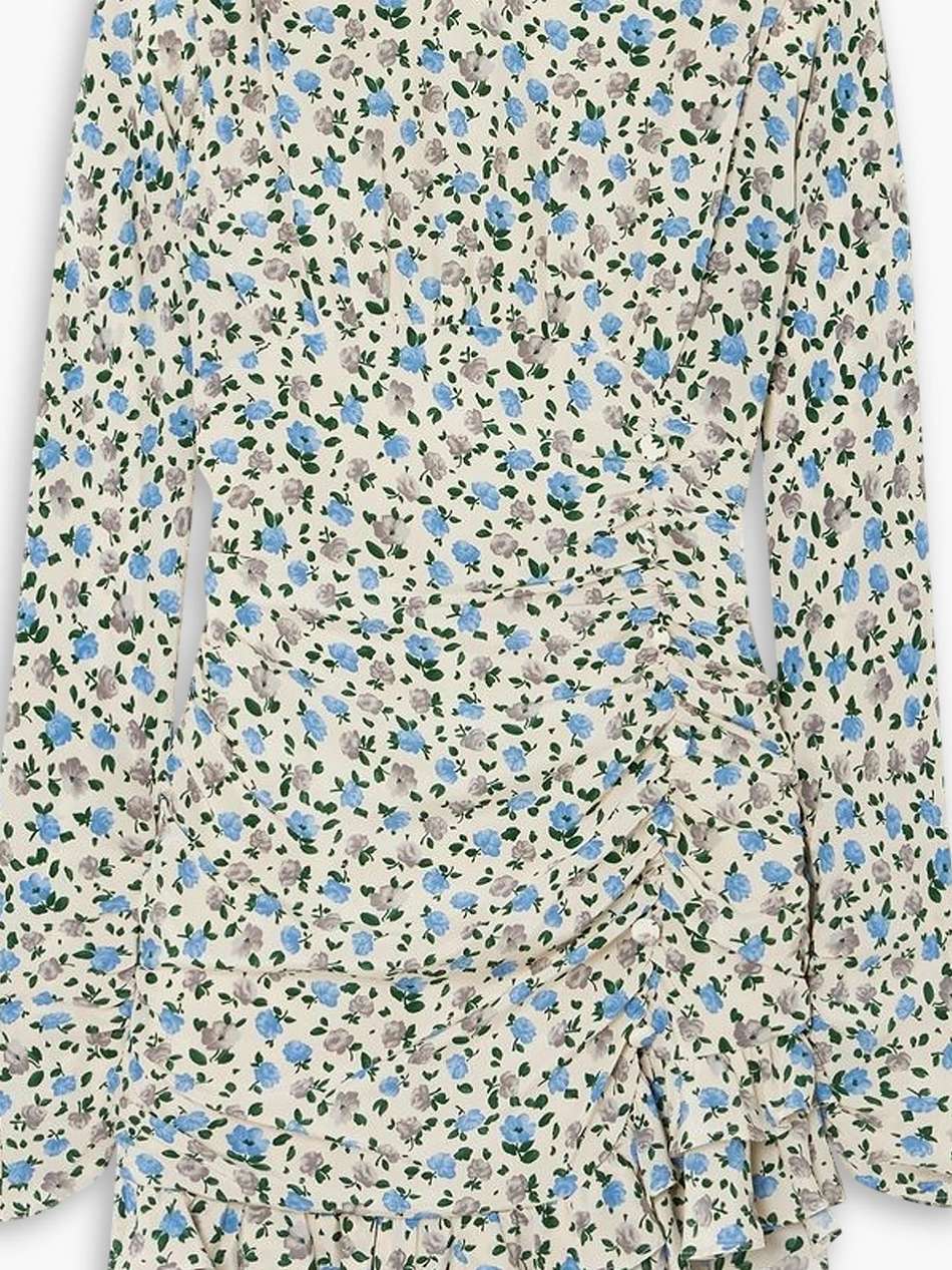 open-back floral-print silk crepe de chine mini dress