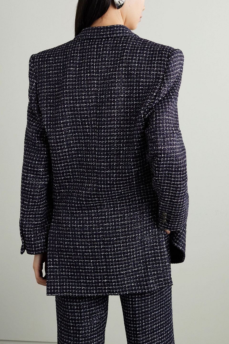 Alessandra Rich Oversized Sequin-embellished Metallic Tweed Blazer In Multi