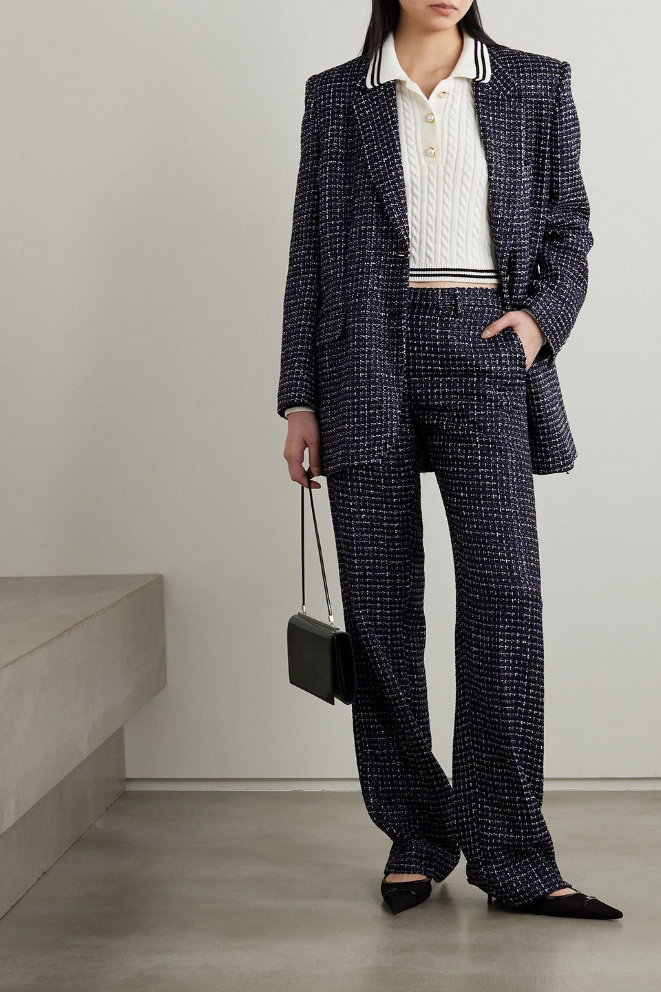Alessandra Rich Oversized Sequin-embellished Metallic Tweed Blazer In Multi