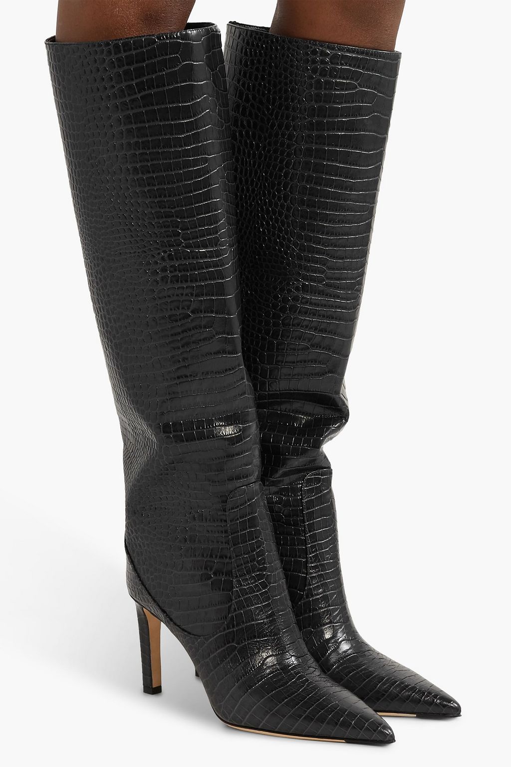 JIMMY CHOO Mavis 85 croc-effect leather knee boots