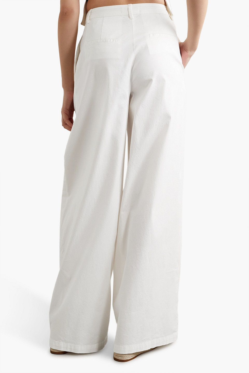 NILI LOTAN DILLON PLEATED STRETCH-COTTON TWILL WIDE-LEG PANTS