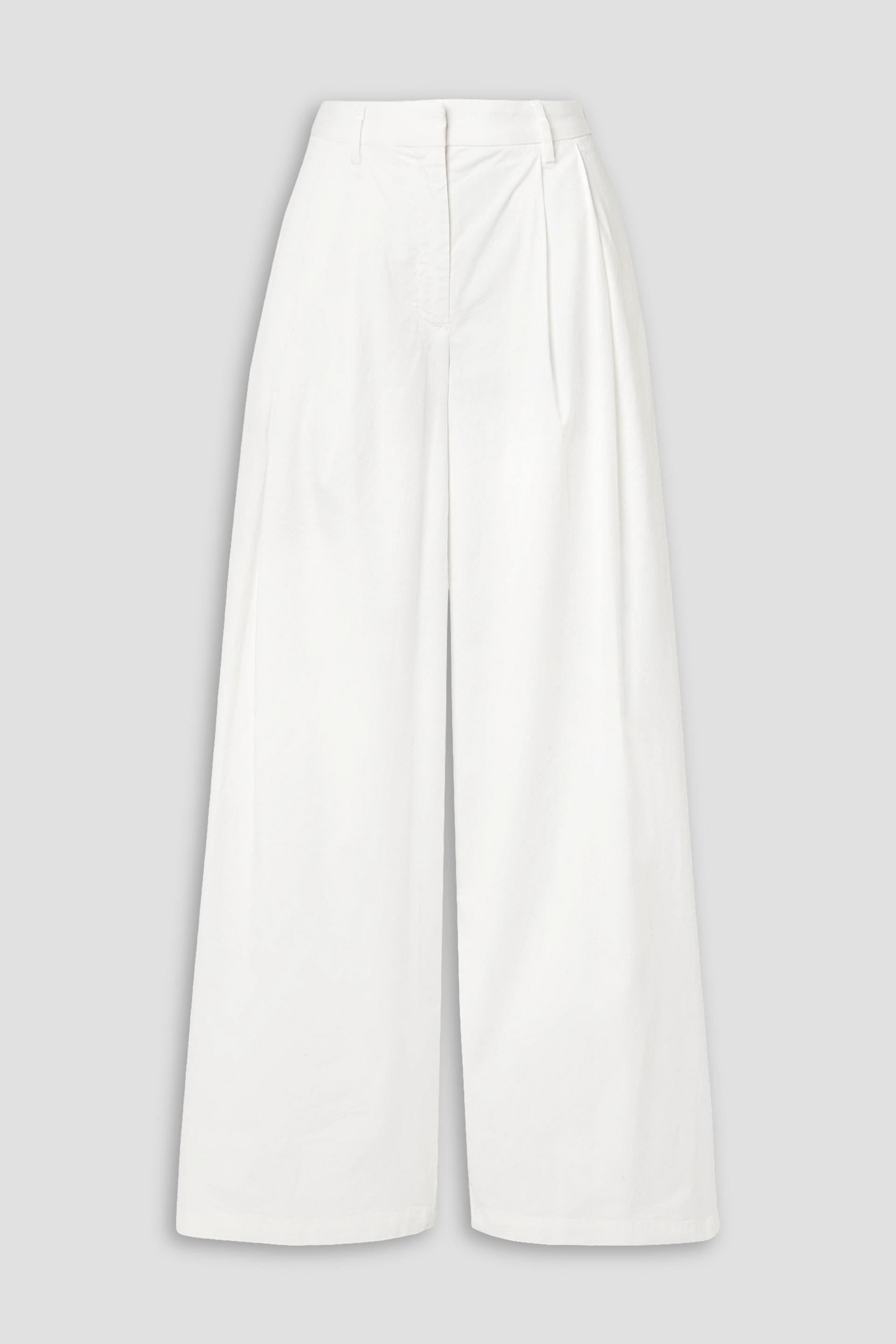 Nili Lotan Dillon pleated stretch-cotton twill wide-leg pants thumbnail