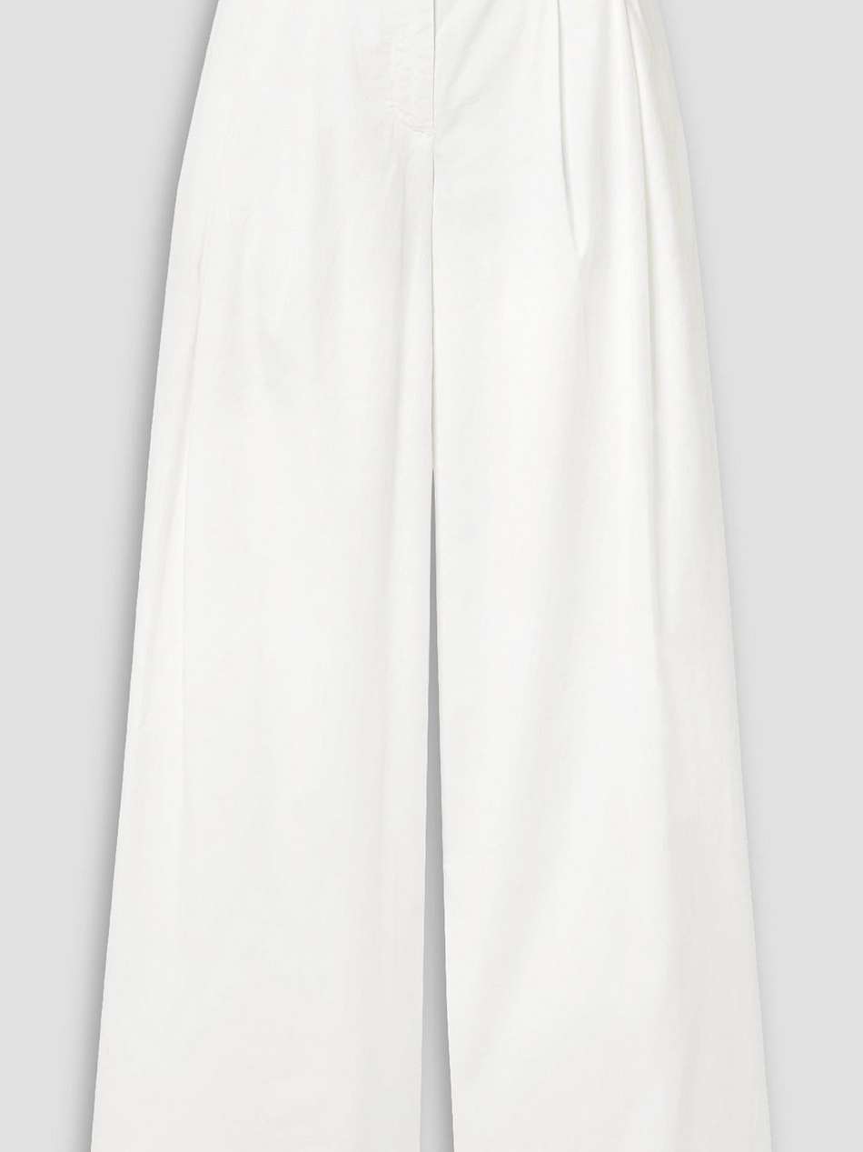 dillon pleated stretch-cotton twill wide-leg pants