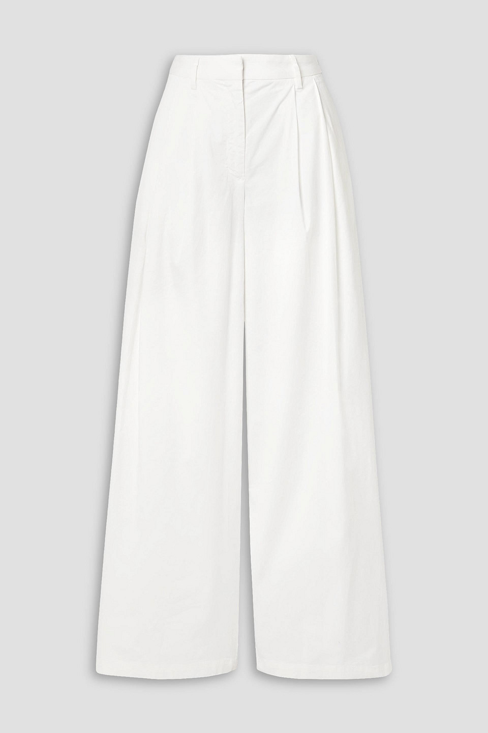 NILI LOTAN DILLON PLEATED STRETCH-COTTON TWILL WIDE-LEG PANTS