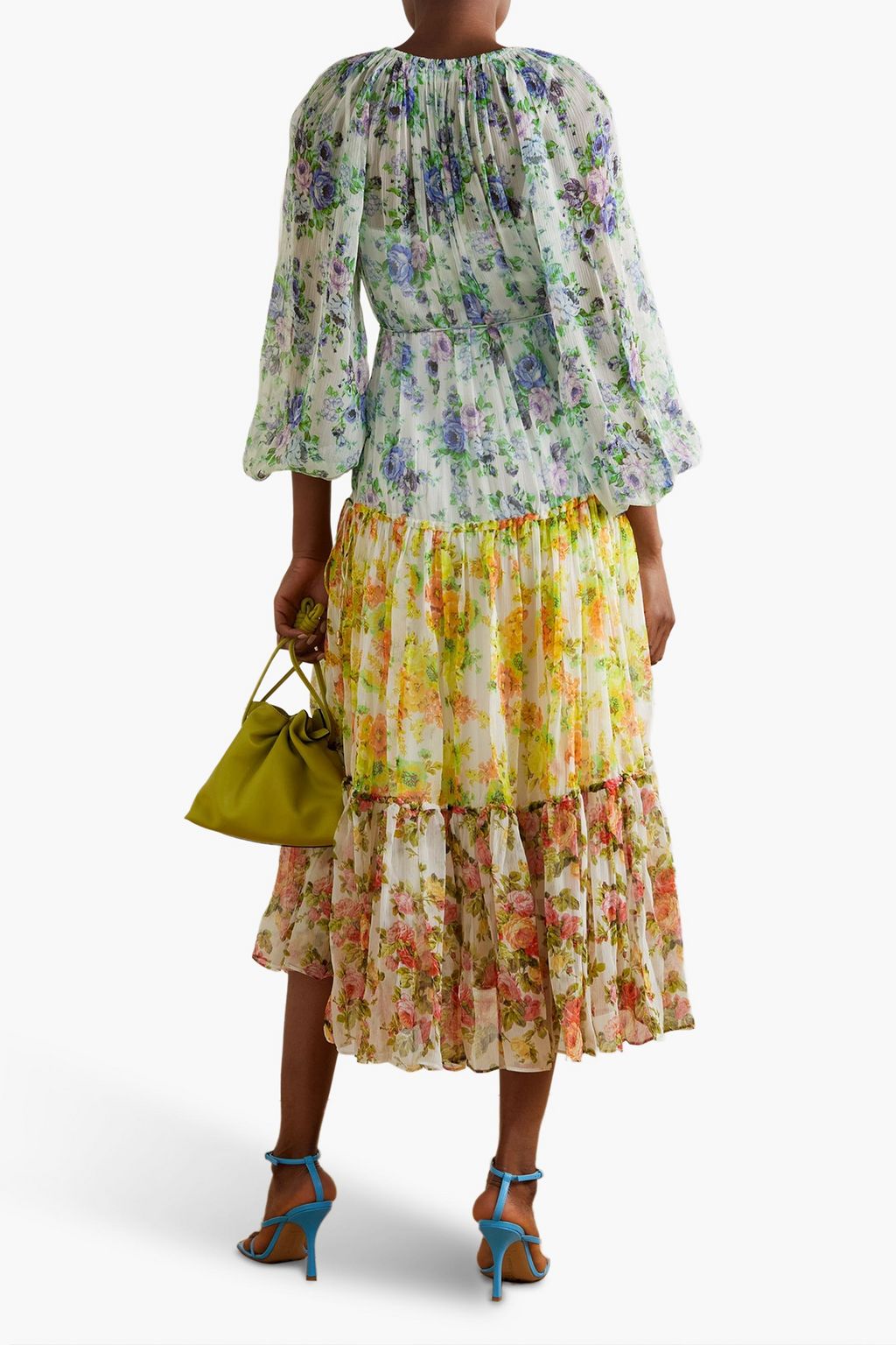 ZIMMERMANN Tiered floral-print silk-crepon midi dress