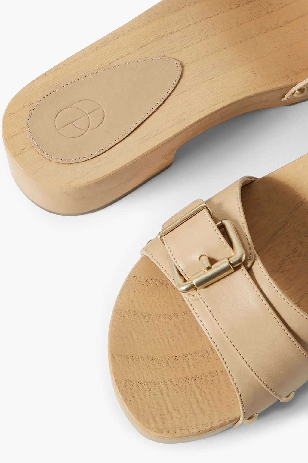 PORTE & PAIRE 버클 디테일 가죽 슬라이드 샌들