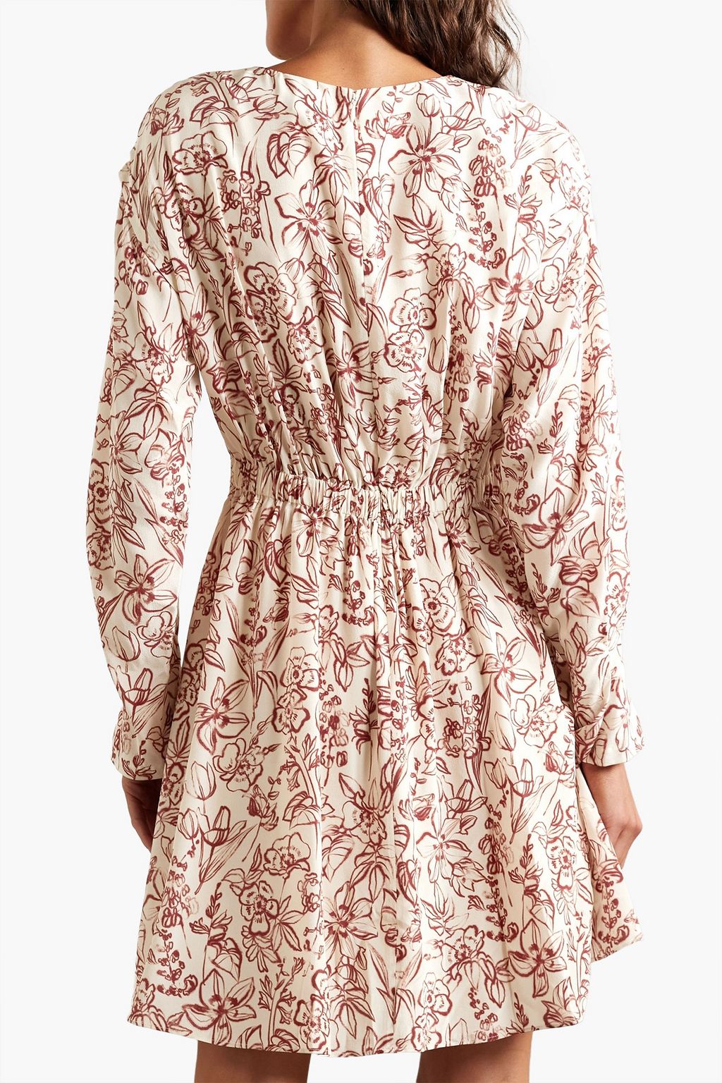 JASON WU Pleated floral-print silk crepe de chine mini dress