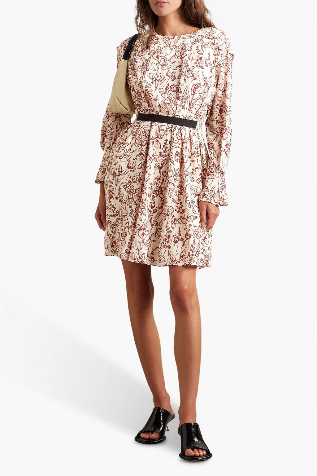 JASON WU Pleated floral-print silk crepe de chine mini dress