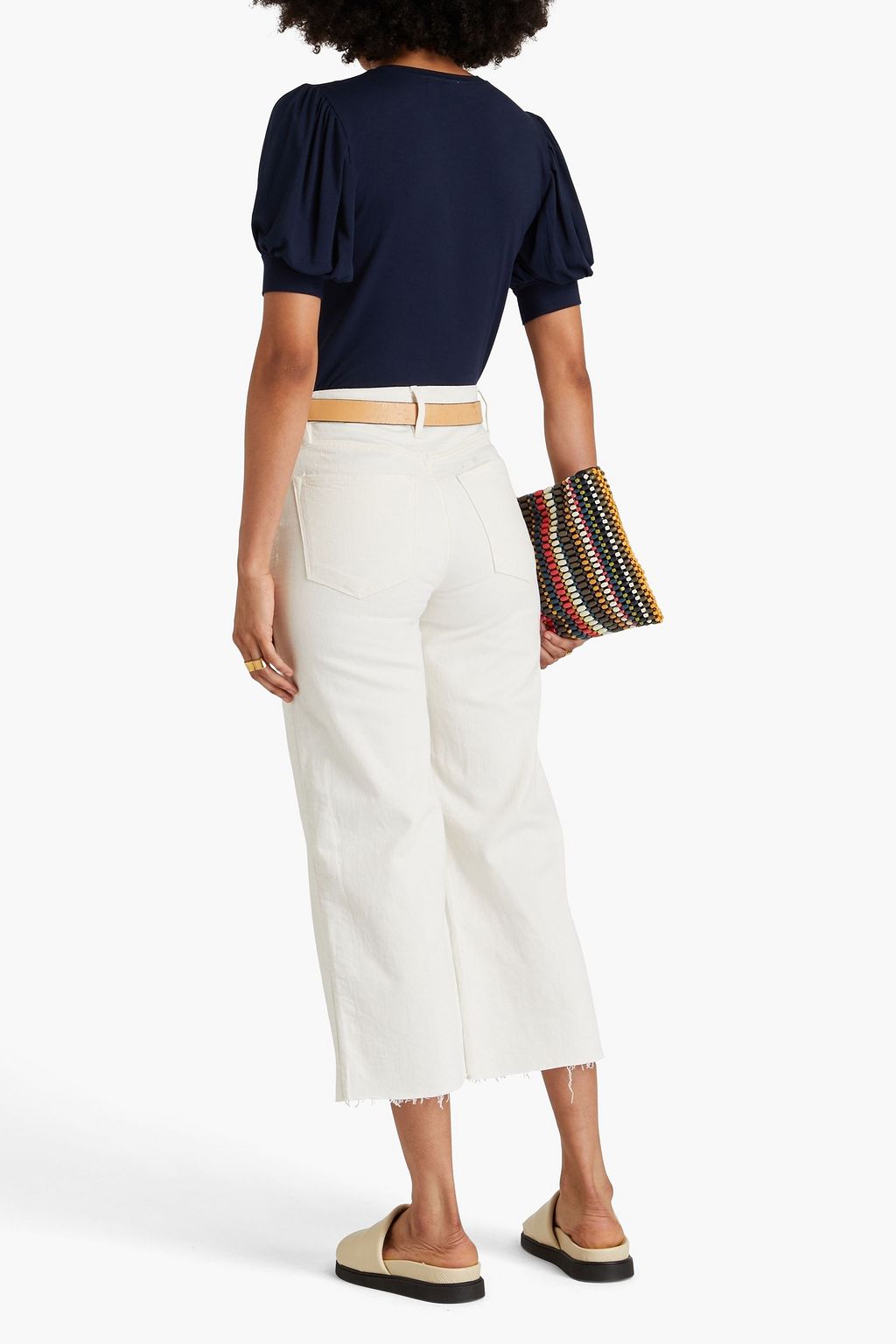 FRAME Gathered stretch-jersey T-shirt