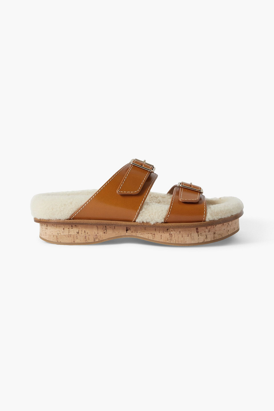 Chloé Chloe Marah Leather & Shearling Sandal In Nudefarben