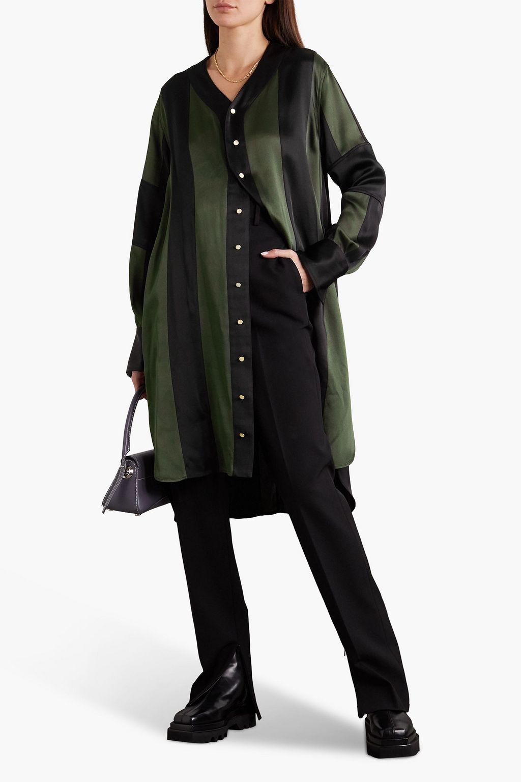 WALES BONNER Genius Kleid aus Satin mit Streifen