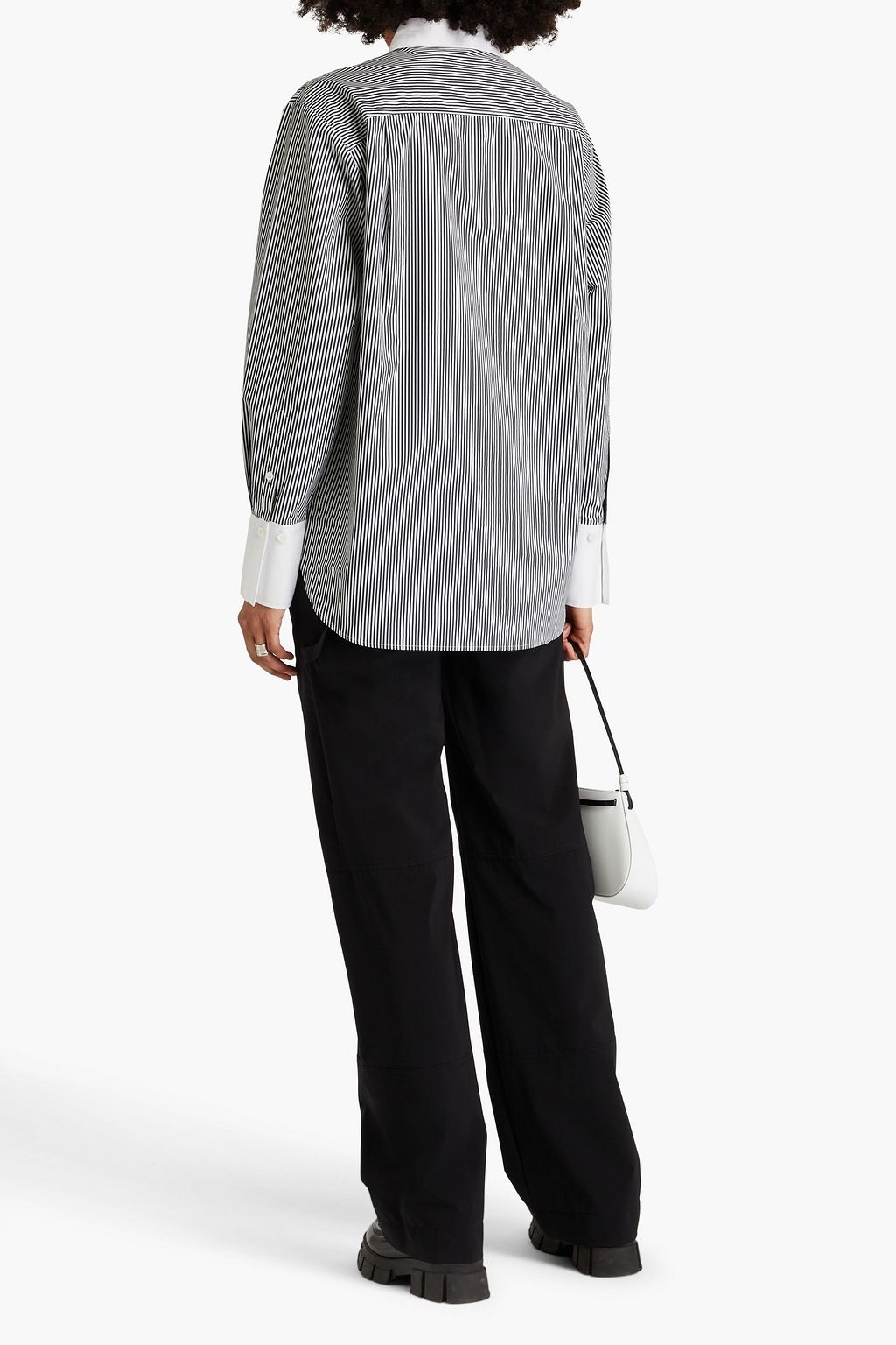 FRAME Striped cotton-poplin shirt