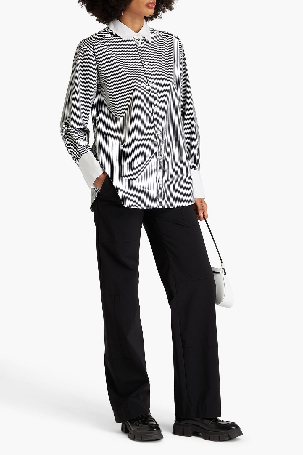 FRAME Striped cotton-poplin shirt