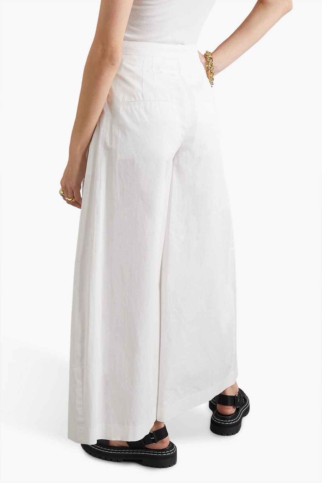 VINCE. Pleated cotton-poplin culottes