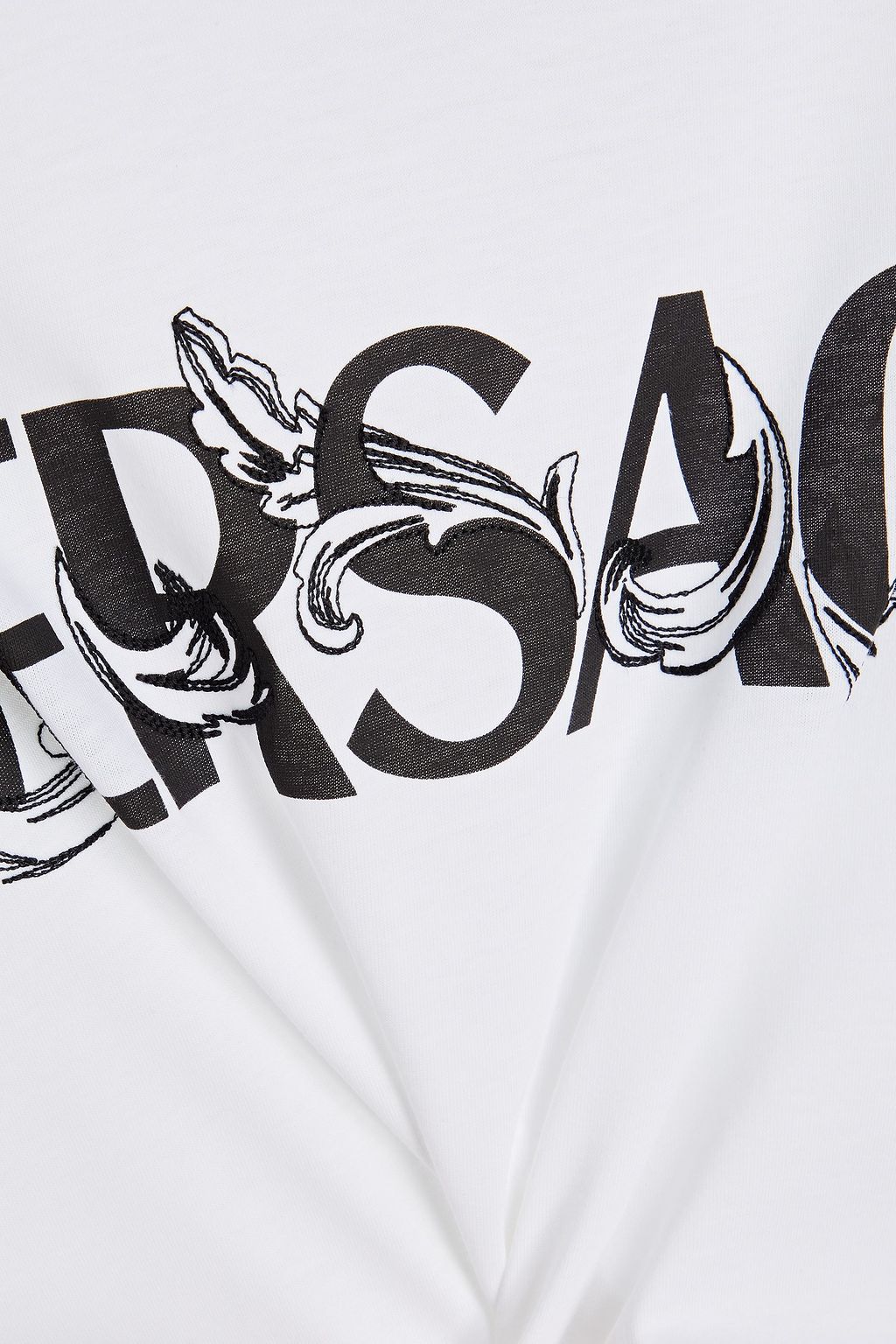 VERSACE T-Shirt aus Baumwoll-Jersey mit Logoprint und Stickereien