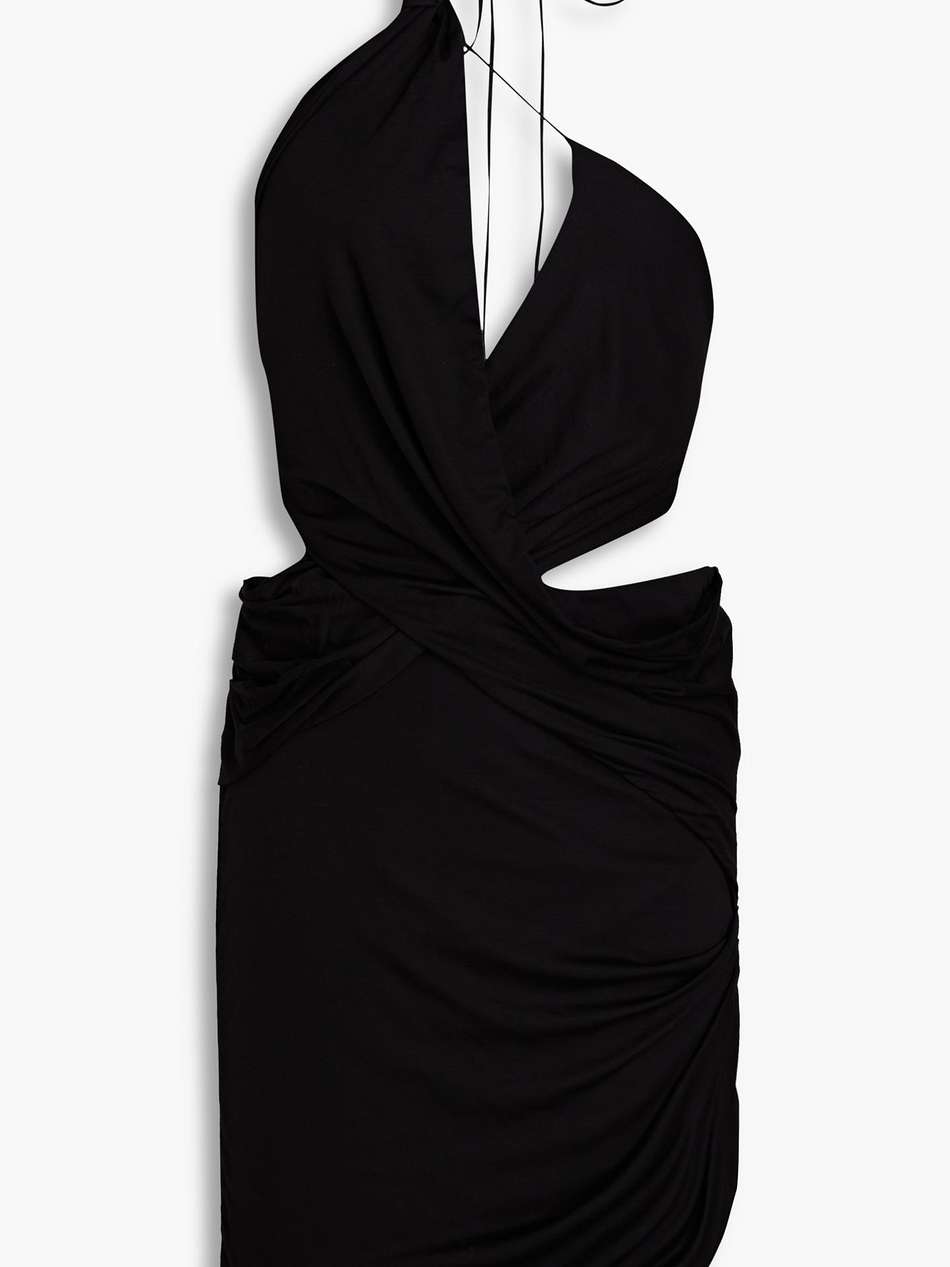 molos asymmetric cutout draped modal mini dress
