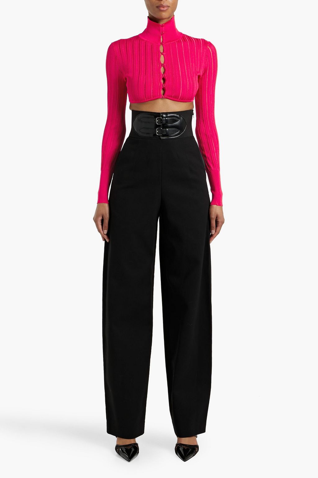 ALAÏA リブ編みニット クロップドカーディガン