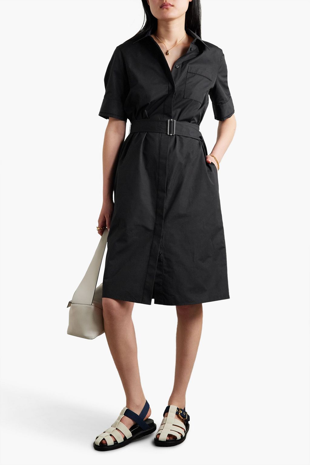 LAFAYETTE 148 Stella belted cotton-poplin shirt dress