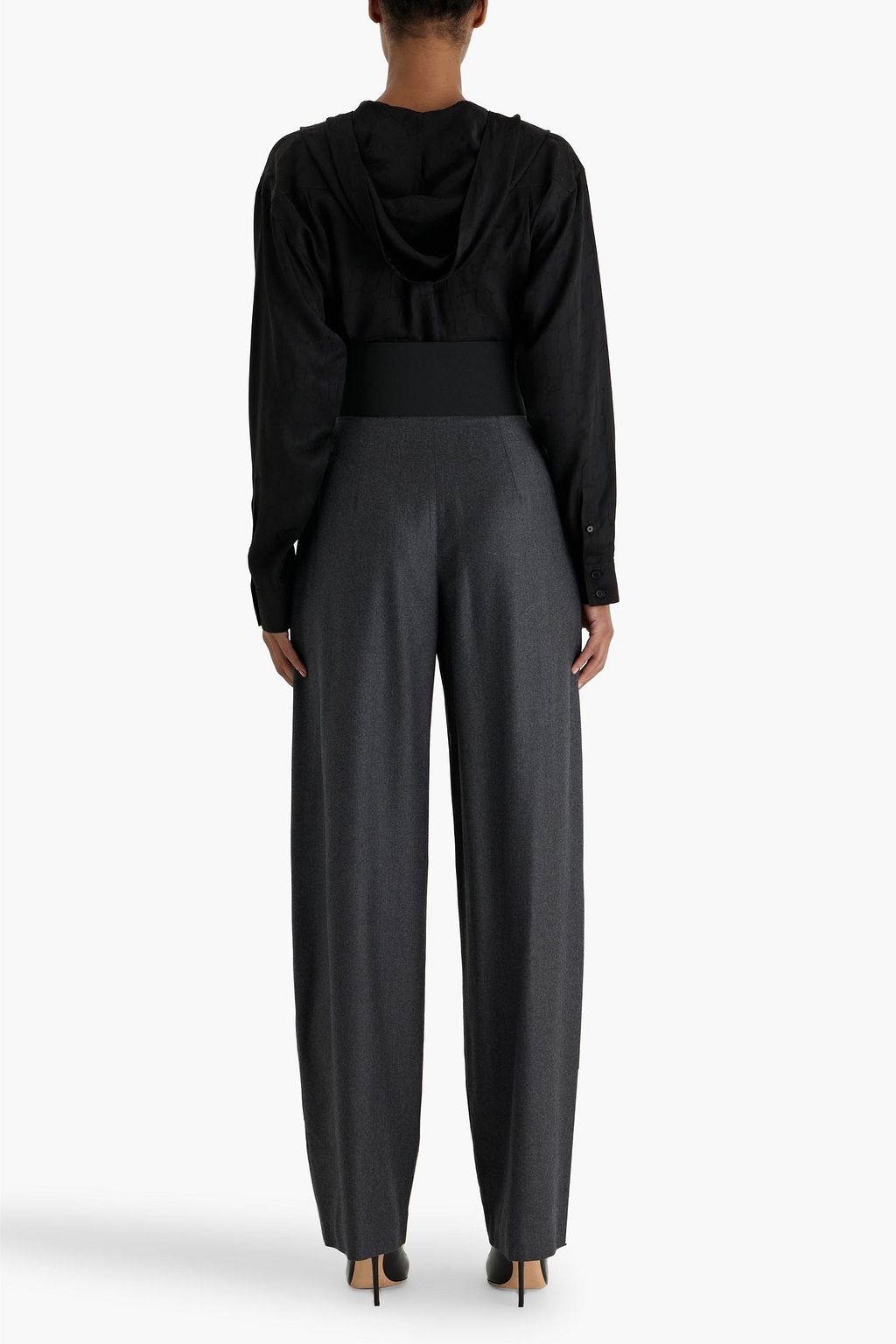 ALAÏA Satin-jacquard and stretch-jersey bodysuit