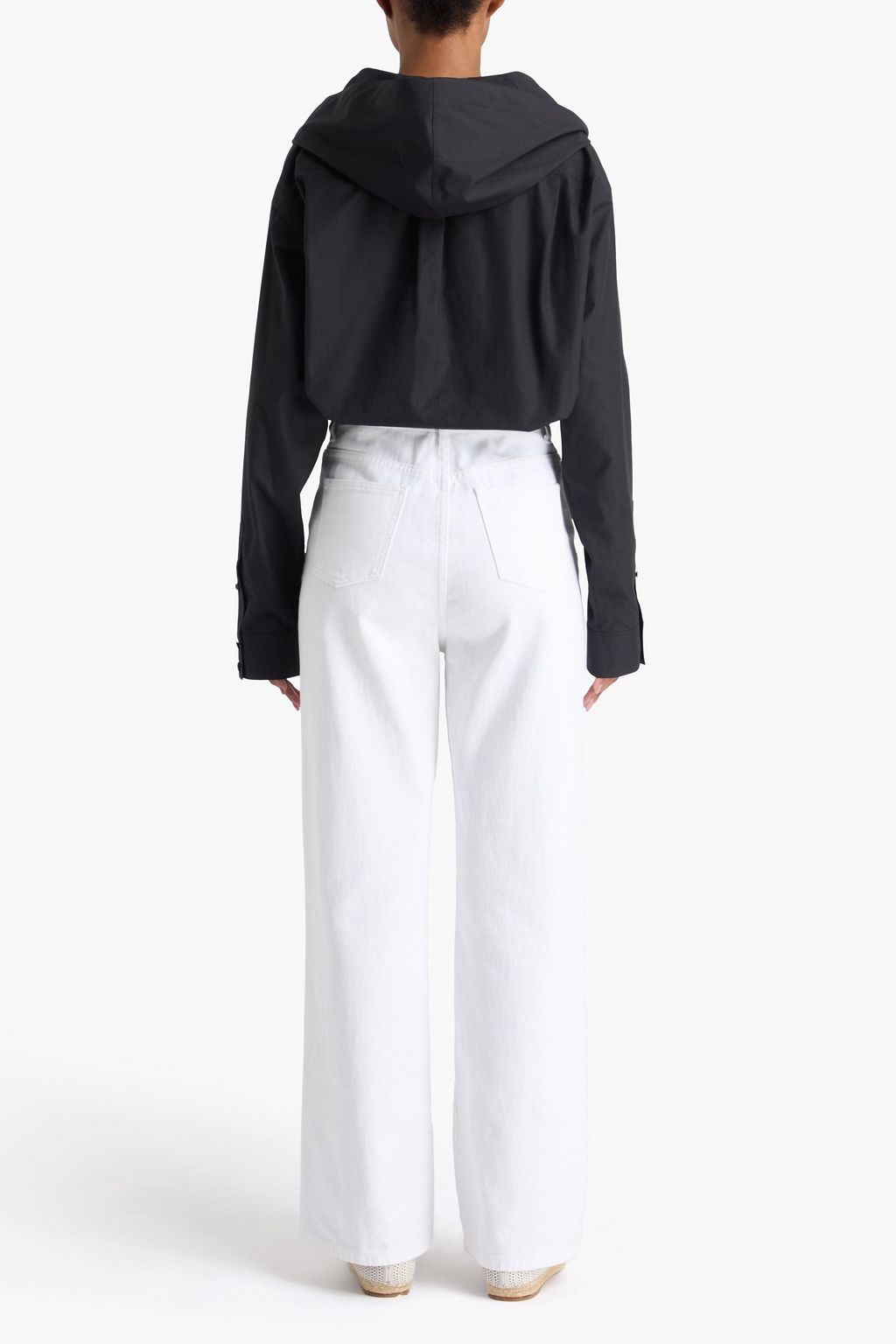 ALAÏA Cotton-poplin and stretch-lace hooded bodysuit
