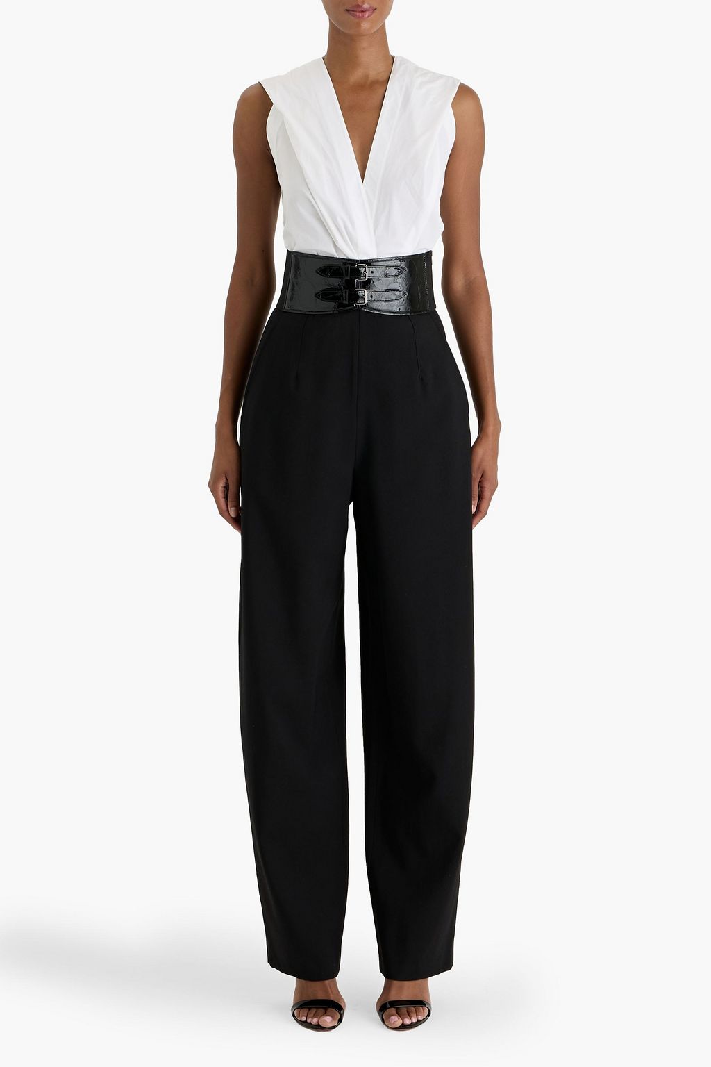 ALAÏA Belted wool-blend twill tapered pants