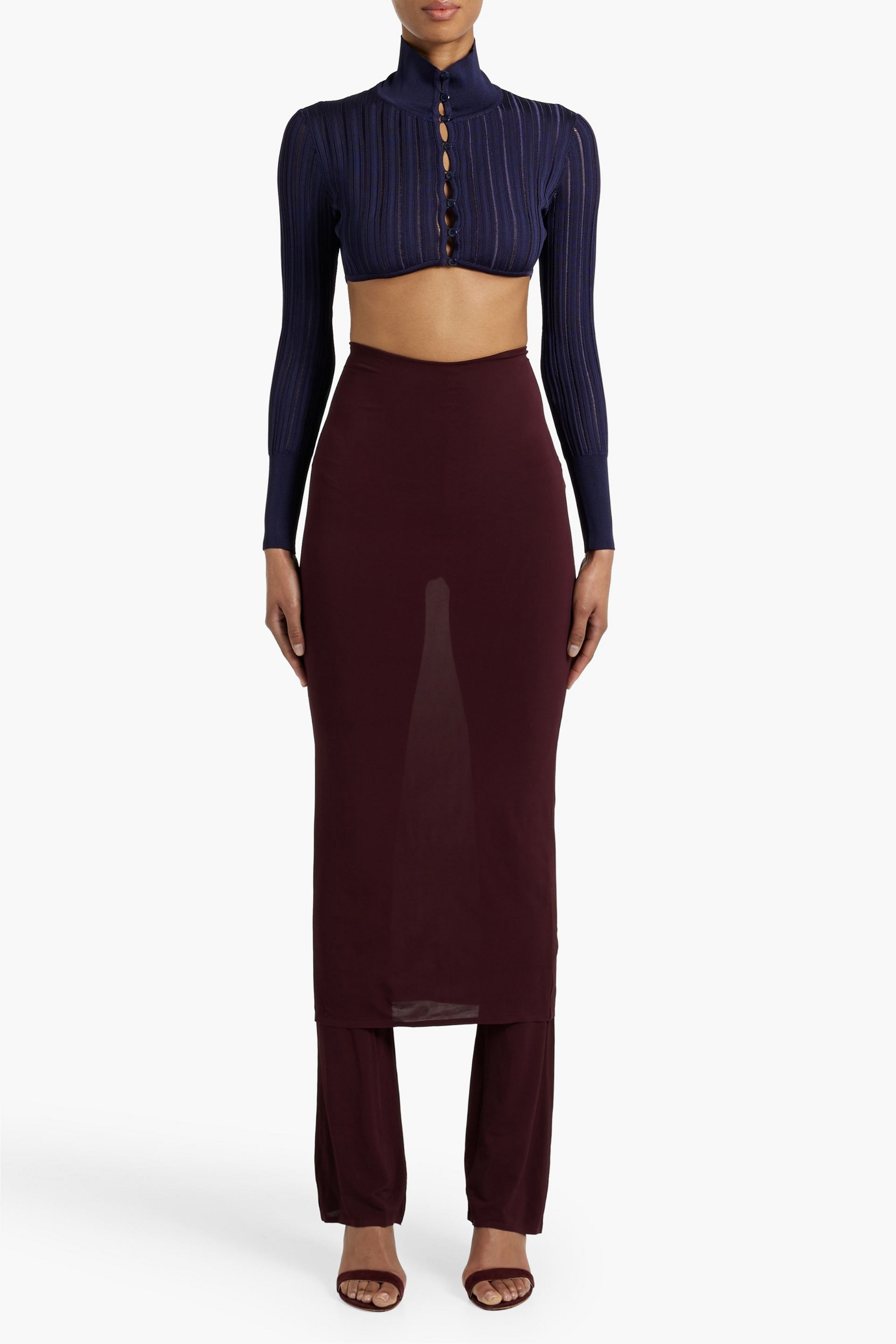 Alaïa Archetypes cropped ribbed-knit cardigan