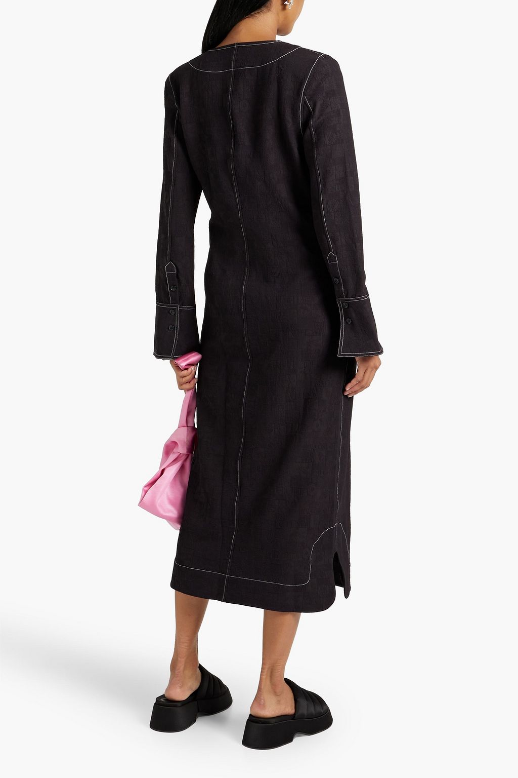 GANNI Midi-Wickelkleid aus Jacquard mit Schleife