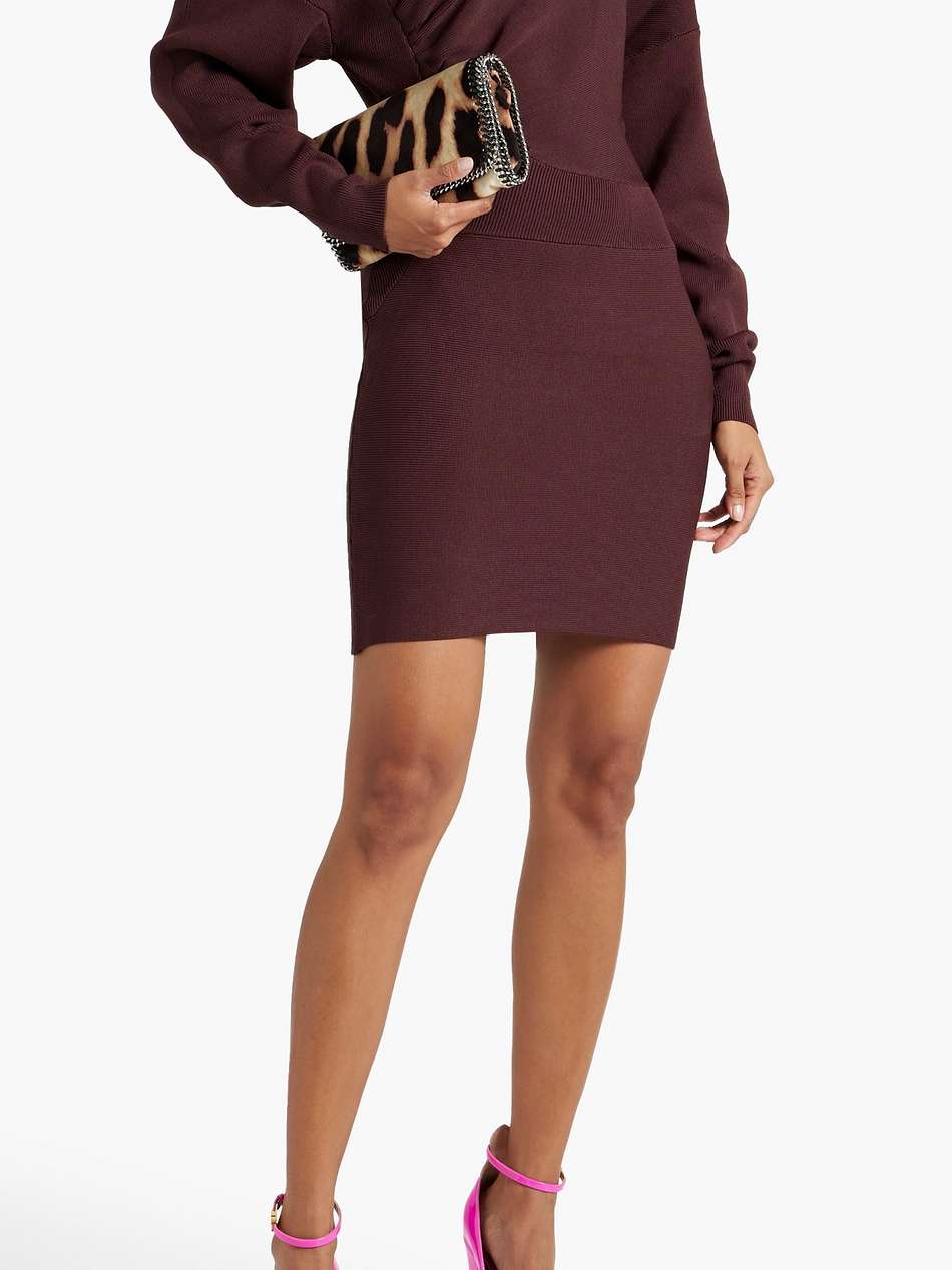 ruched ribbed-knit mini dress
