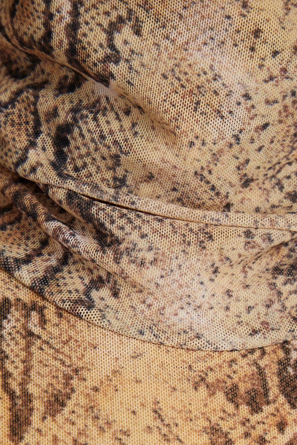 GANNI Snake-print stretch-mesh turtleneck top